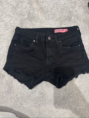 Blank NYC Black Frayed Hem Denim Shorts